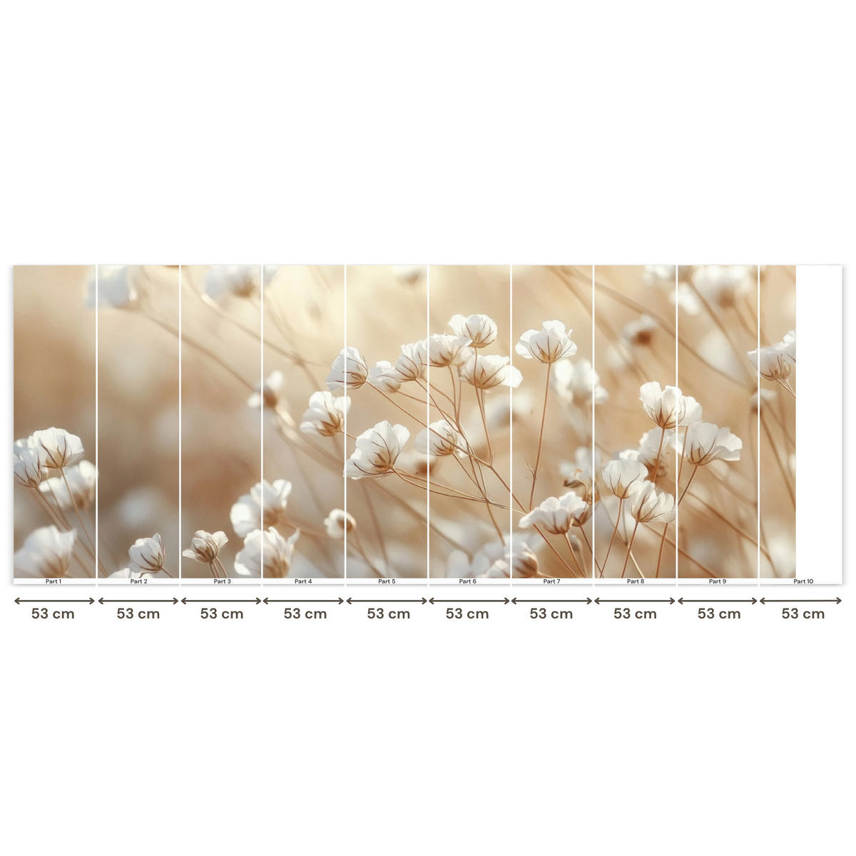 TAPETE - Wild - Blumen - Weiß - 500x200 cm - Creme, Papier (500/200cm) - OnlyWow