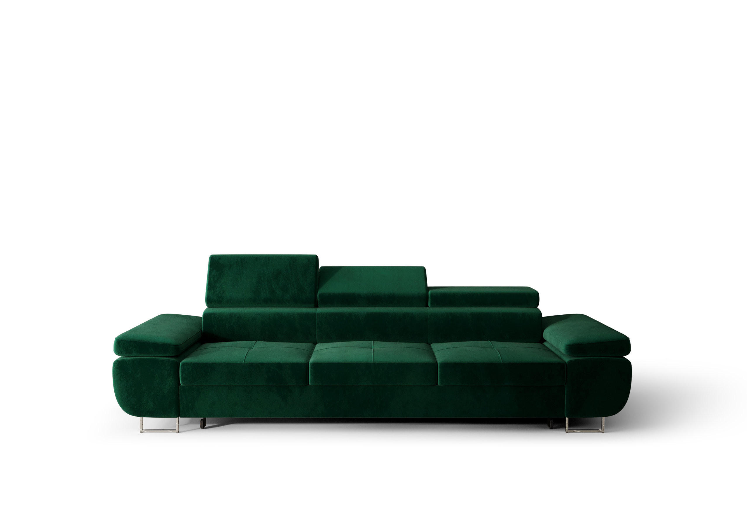 SCHLAFSOFA PRAGA 3, Sofa mit Schlaffunktion, Farbe: Grün, Velourstoff - Grün, Textil (276/90/100cm) - O-Sofa