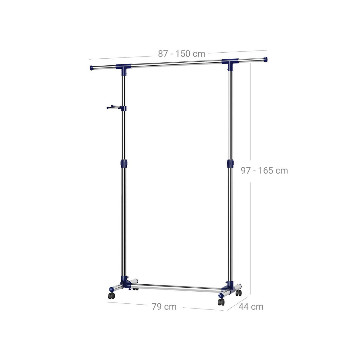 KLEIDERSTÄNDER - Blau, Metall (44/165/150cm) - Hansiro