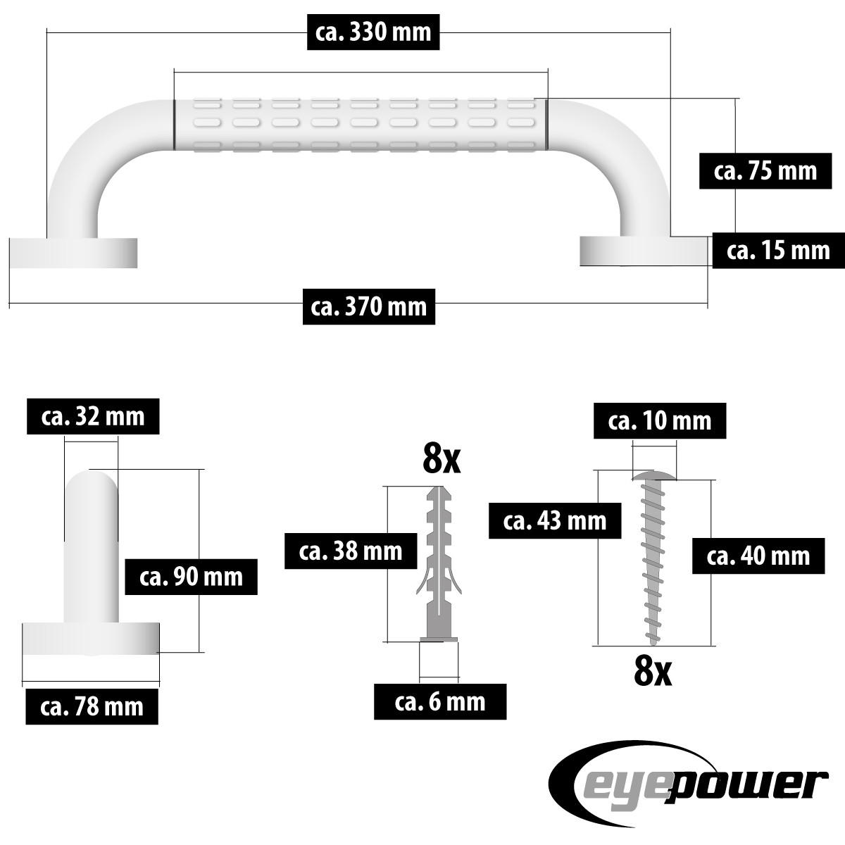 BADEWANNENGRIFF 30 cm Weiß - Weiß, Metall (25/3.5/31cm) - eyepower