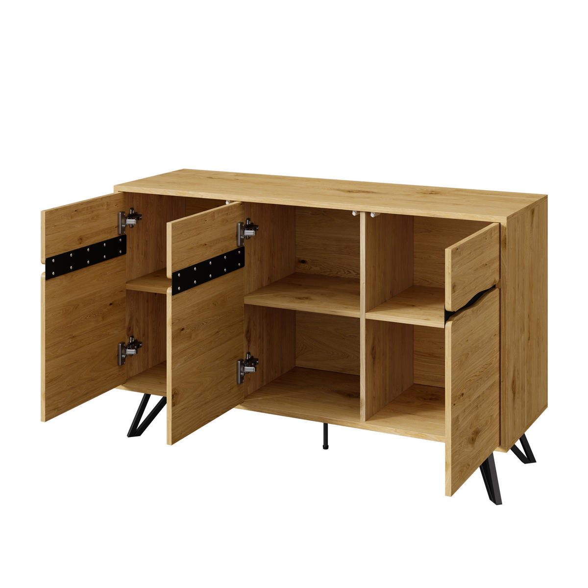 SIDEBOARD DE-37620 140/40/75,5 cm mit 3 Türen Holzfarbe - Naturfarben, Holzwerkstoff (140/75.5/40cm) - ComfortXL