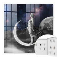 SCHLÜSSELBOX Weiß 30x30 cm – Türöffnung nach rechts - Weltraumfantasie - Dunkelblau, Metall (30/30/5cm) - TULUP