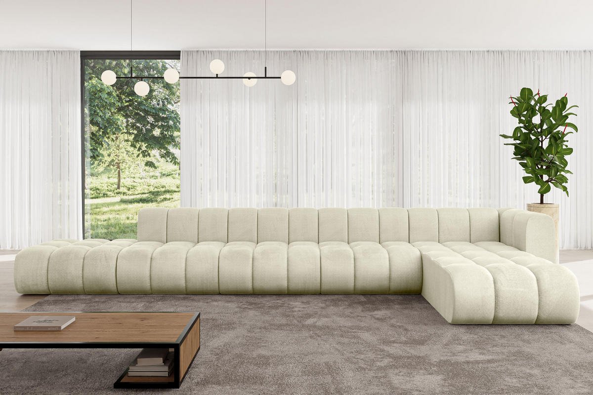 ECKSOFA modulares Sofa Zuvon-L3 - 478x177x70 cm Beige - Beige, Holzwerkstoff/Textil (478/177cm) - ALTDECOR