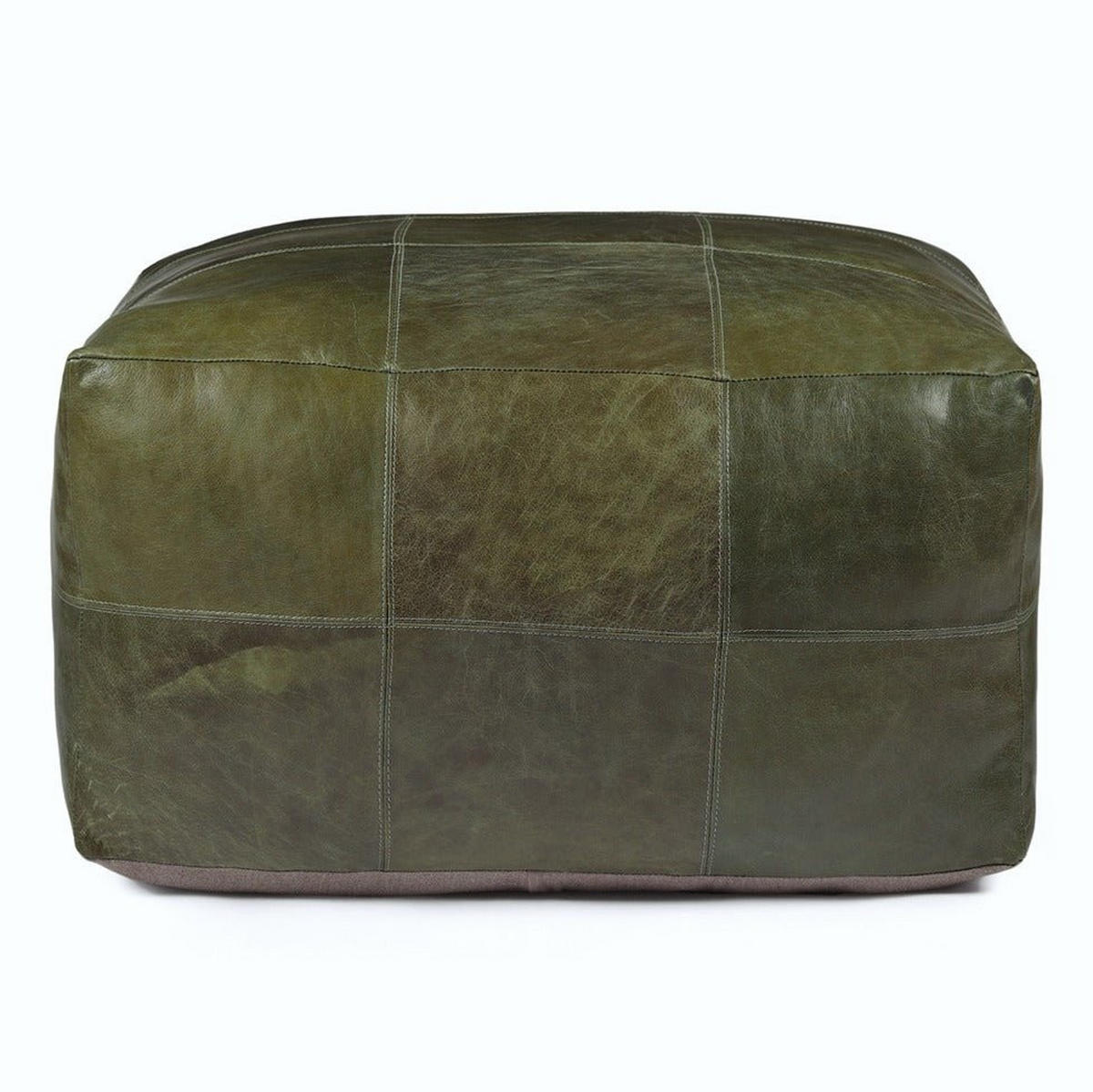 POUF 75/75/45 cm Echtleder Olivgrün - Grün, Leder (75/45/75cm) - Furnhouse