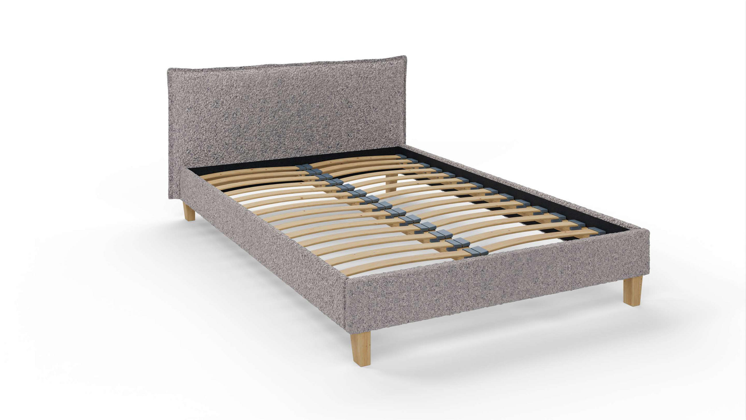 POLSTERBETT Arles 140/200 cm Boucle-Stoff - Hellbraun/Grau, Holz/Textil (140/200cm) - S-Style Möbel