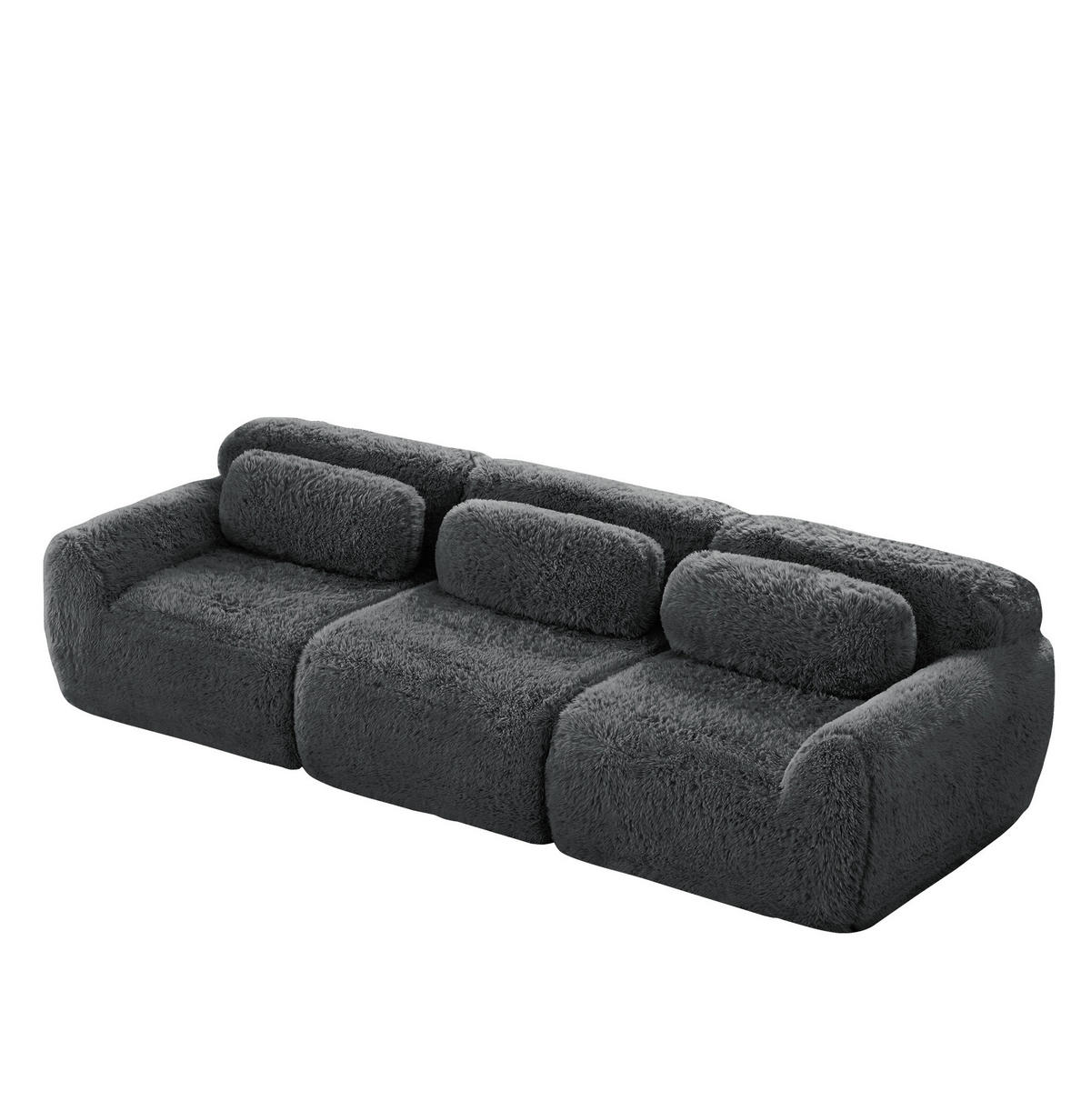 3-SITZER Sofa aus Plüsch mit modularem Design Grau - Grau, Textil (104/73/291cm) - Modenvie