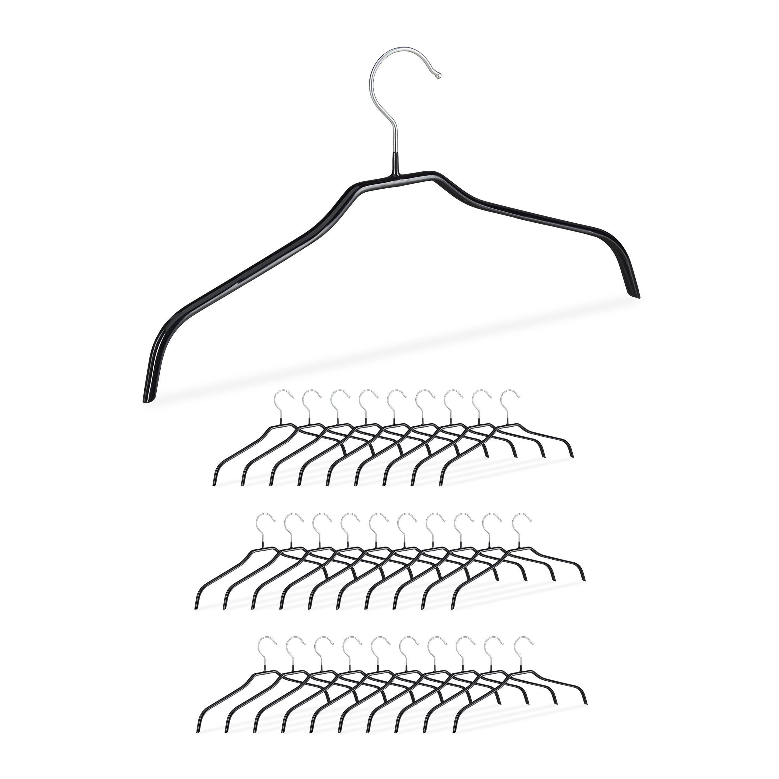 SÚPRAVA vešiakov - čierna, kov/plast (1cm) - Relaxdays