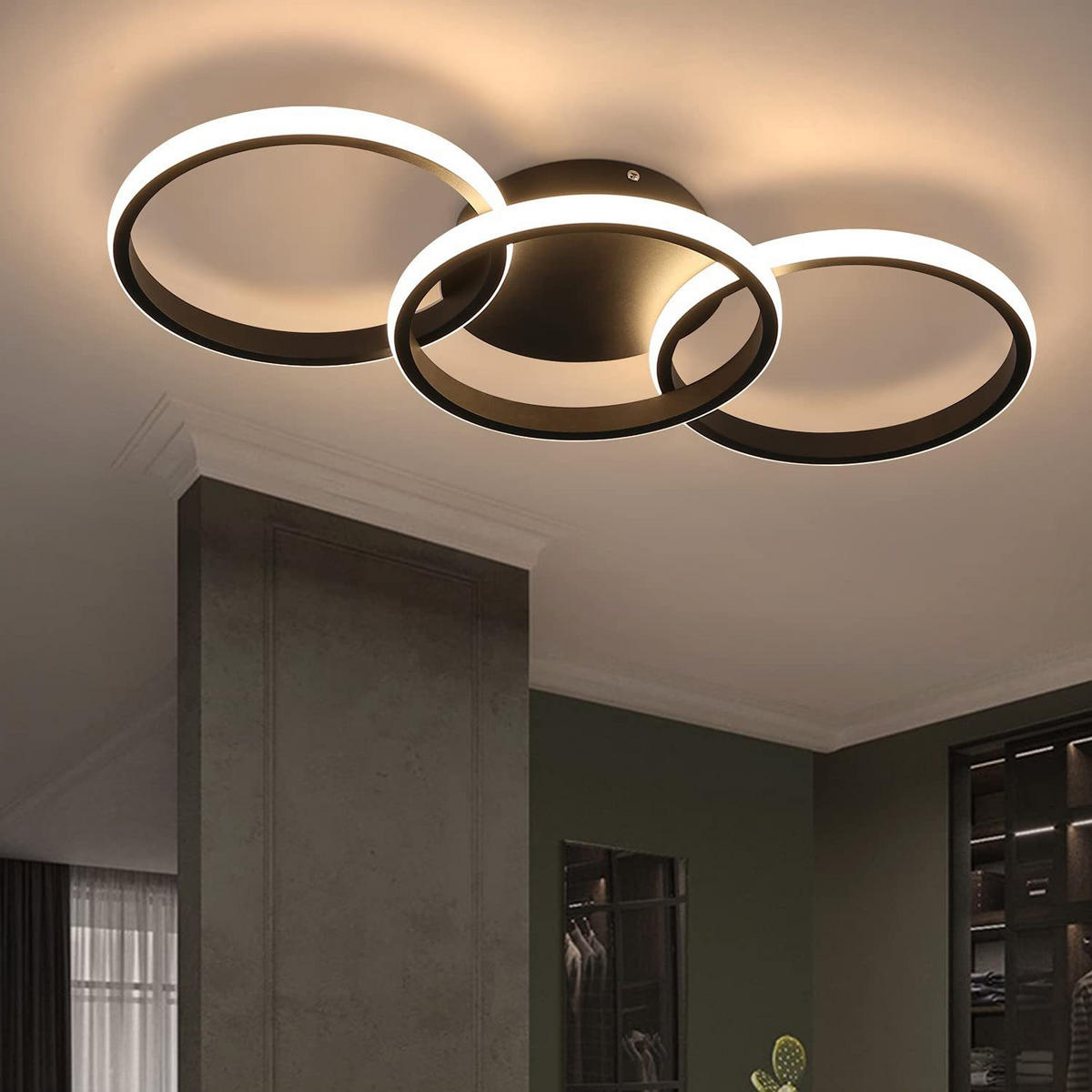 LED-DECKENLEUCHTE Ferdinand 60/24/4 cm - Schwarz, Metall (60/24/8cm) - ZMH
