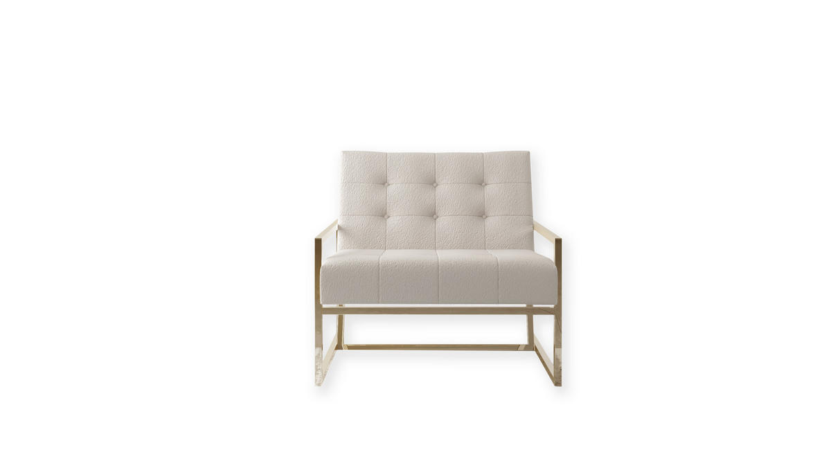 LOUNGESESSEL Duban Beige Bouclé-Stoff - Beige/Goldfarben, Holz/Textil (84/81/89cm) - S-Style Möbel