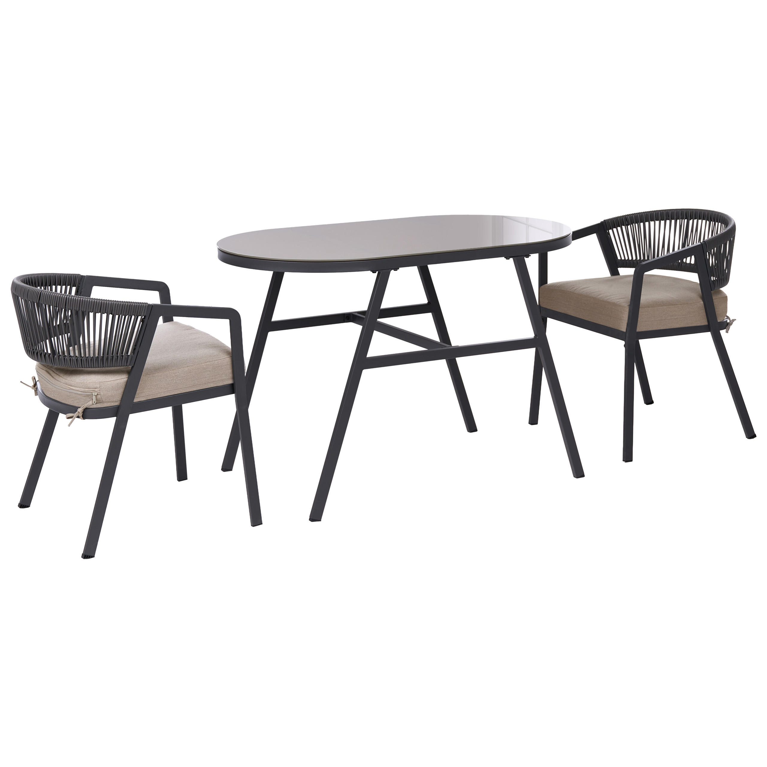 BISTRO-SET Grau 2er-Set Muros - Beige/Grau, Metall - Beliani