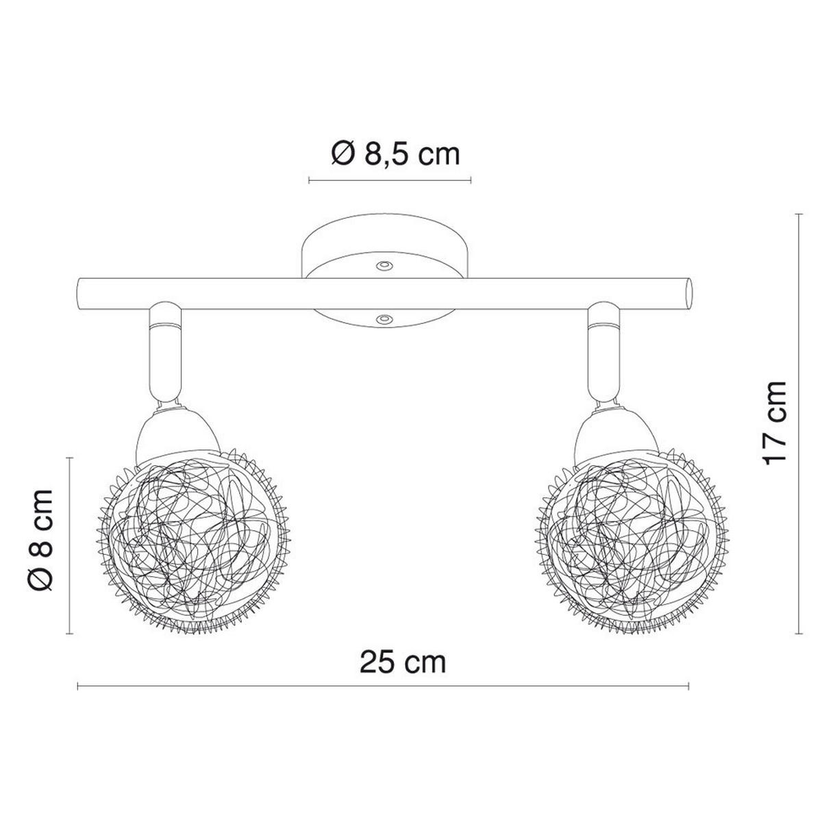 LED DECKENLEUCHTE ORINA Silber Aluminium Geflecht - Silberfarben, Metall (25/8/17cm) - Globo Lighting