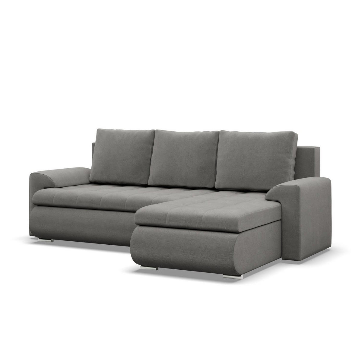 ECKSOFA RECHTS MIT SCHLAFFUNKTION FORESTA, Hellgrau - Hellgrau, Textil (230/159cm) - Mebligo
