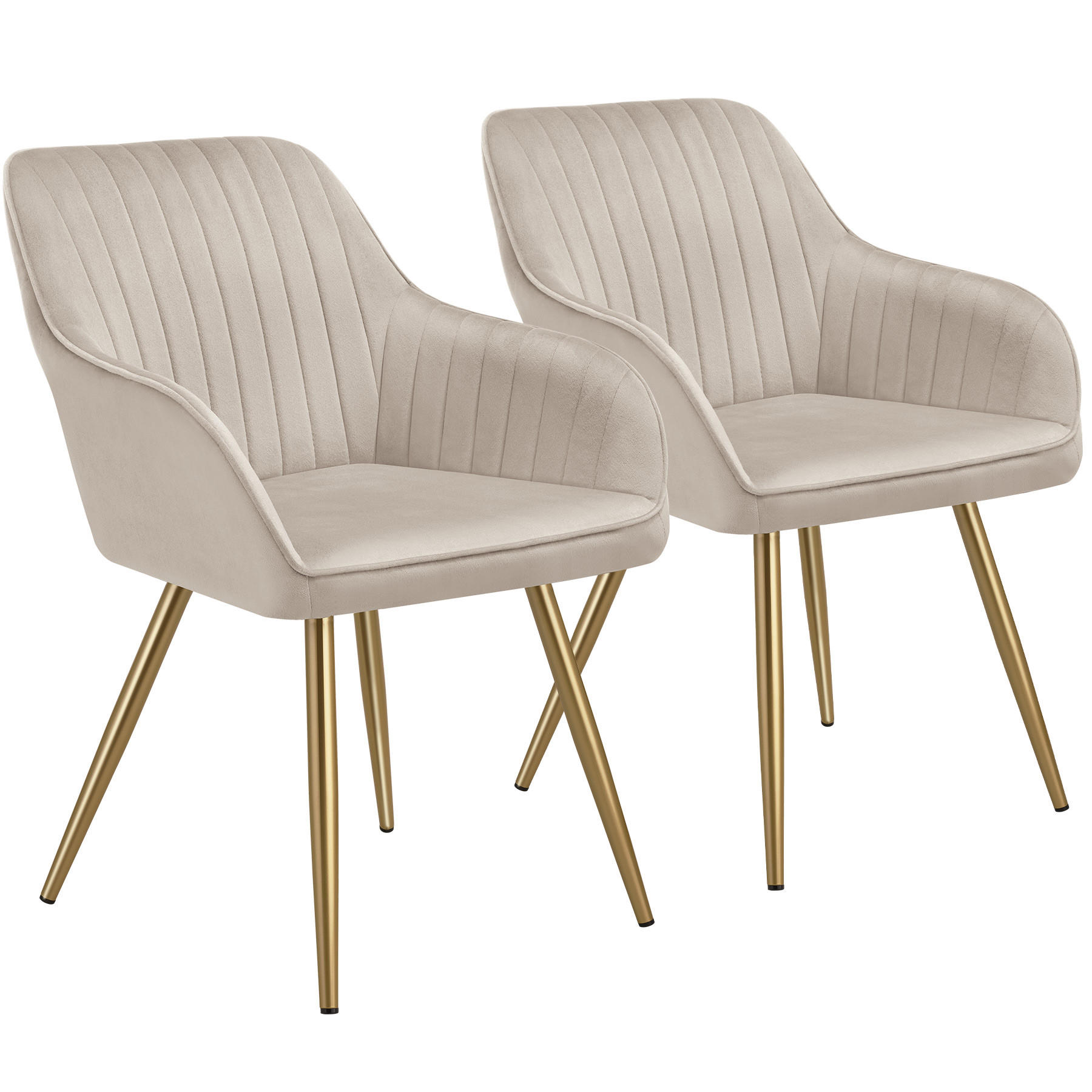 ESSZIMMERSTUHL 2er Set Marilyn,58 x 62 x 82 cm,taupe/gold - Taupe/Goldfarben, Kunststoff (58/82/62cm) - tectake