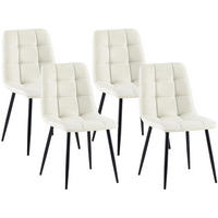 STUHL 4er Set Stoff Creme - Creme/Schwarz, Textil/Metall (45/84/55cm) - CLP