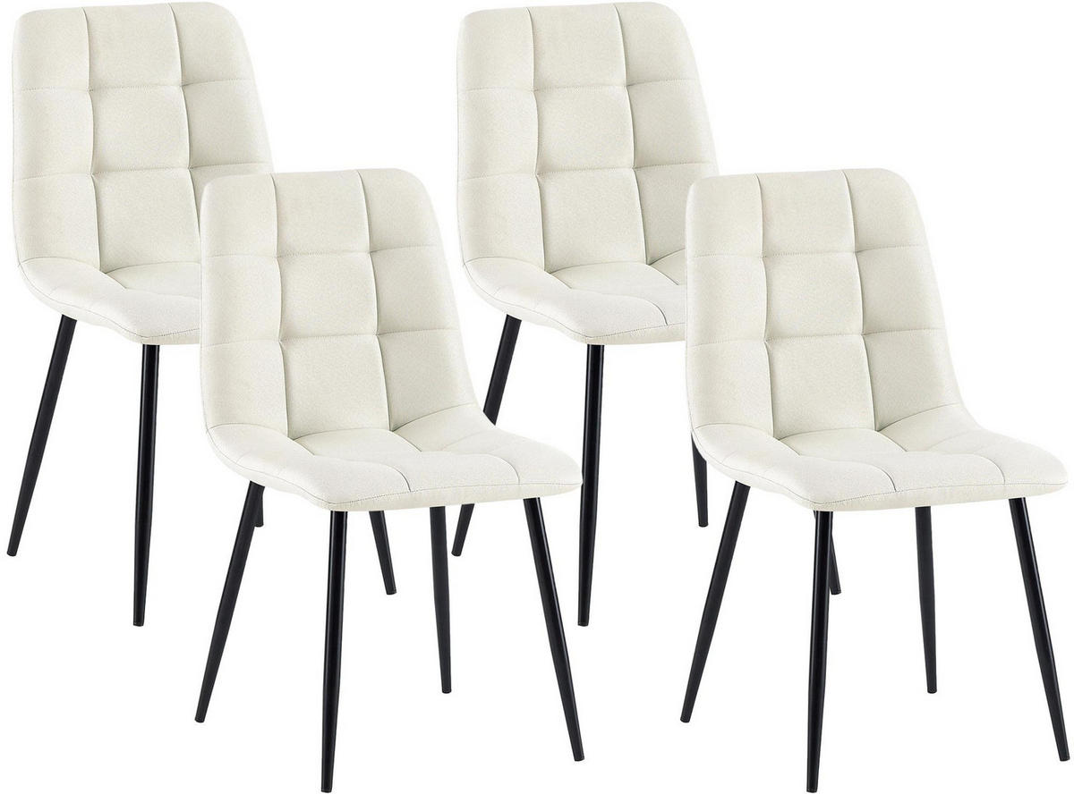 STUHL 4er Set Stoff Creme - Creme/Schwarz, Textil/Metall (45/84/55cm) - CLP