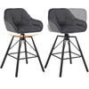 BARHOCKER 2er Set, Samt, Metall, Dunkelgrau - Dunkelgrau/Schwarz, Textil/Metall (51/94.5/53cm) - Woltu
