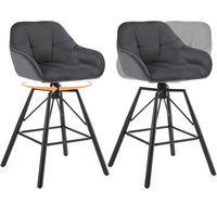 BARHOCKER 2er Set, Samt, Metall, Dunkelgrau - Dunkelgrau/Schwarz, Textil/Metall (51/94.5/53cm) - Woltu