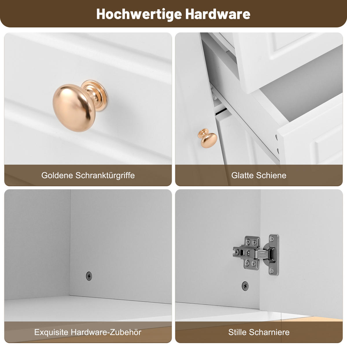 SIDEBOARD 3 Türen 2 Schubladen Wohn Esszimmer Multifunktional - Weiß, Holzwerkstoff (39/76/135.5cm) - FLIEKS