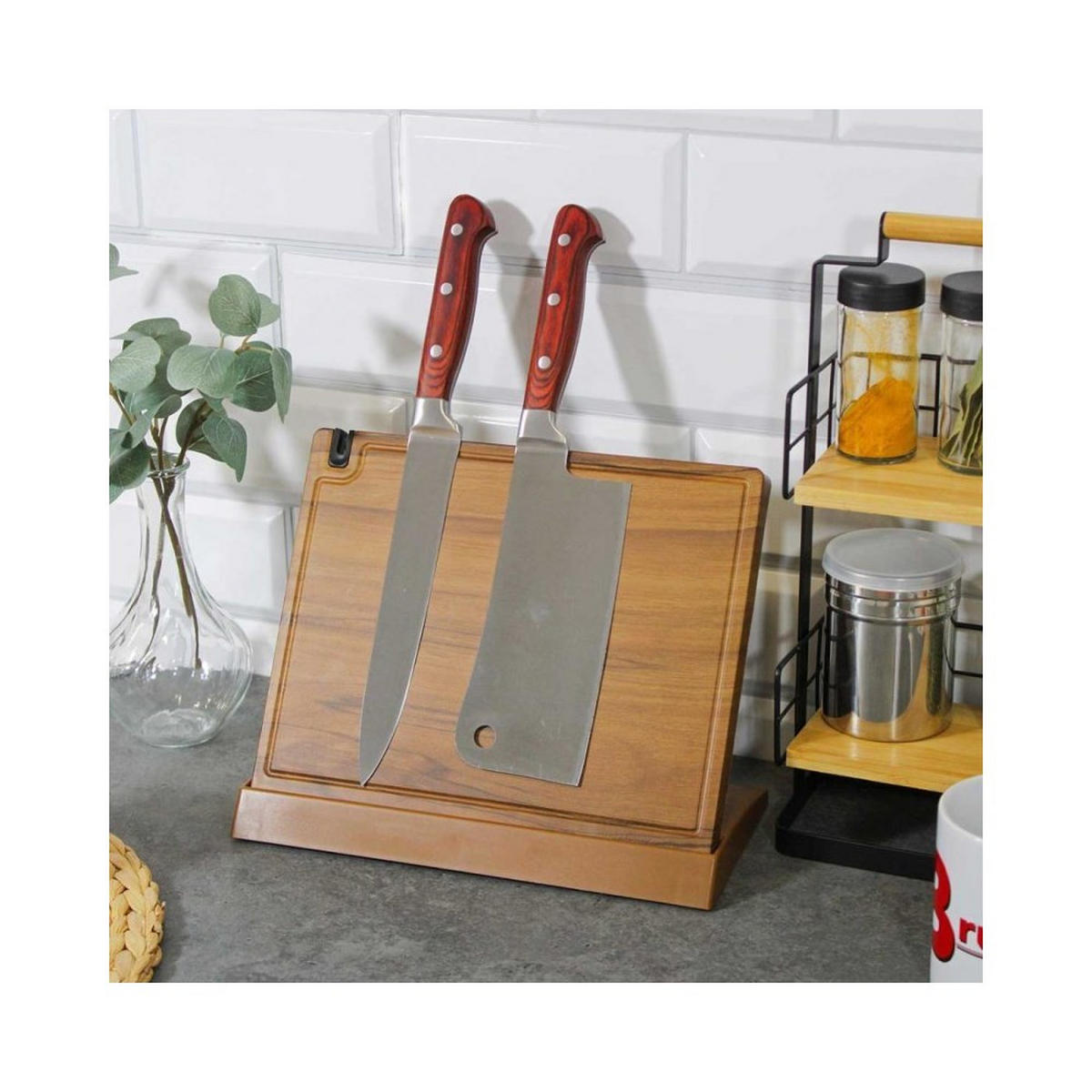 MESSERBLOCK Silber 23/27/23 cm 60530 - Silberfarben, Holz (27/23/23cm) - Brunbeste