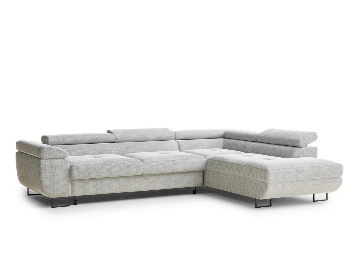 ECKSOFA Concord Grau Chenille-Stoff - Rechts Seite - Schwarz/Grau, Holz/Holzwerkstoff (277/203cm) - Maison de Reve