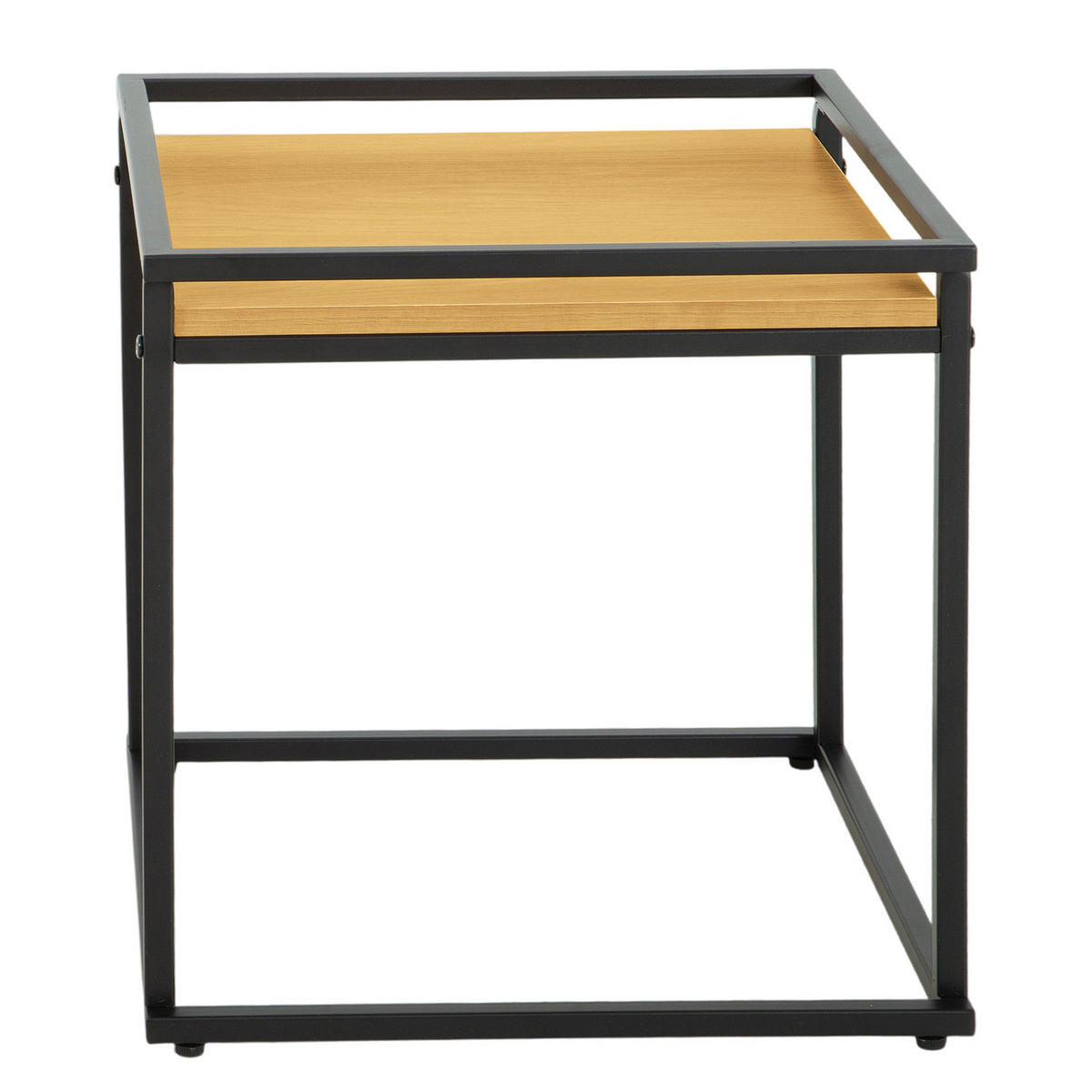 BEISTELLTISCH - 2er-Set - Metall / Spanplatte - Eichefarben/Schwarz, Holzwerkstoff/Metall (50/50/54cm) - home24