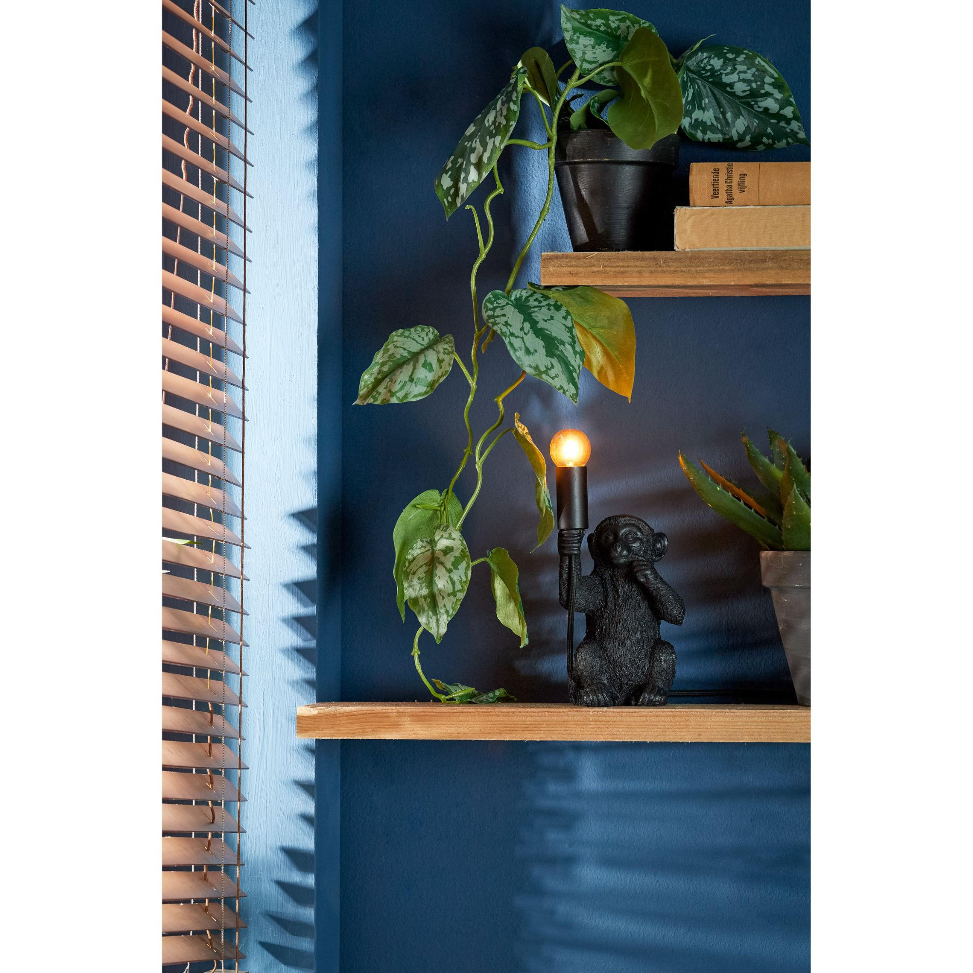 TISCHLAMPE Affe Schwarz 13/12,5/23,5 cm - Schwarz, Kunststoff (13/12.5/23.5cm) - Light & Living