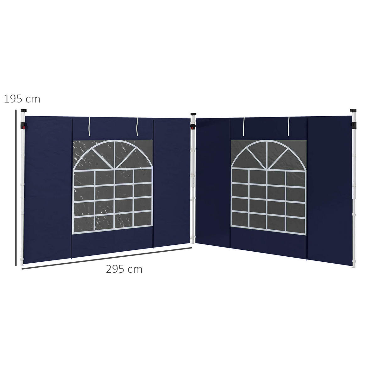 SEITENWÄNDE für 3 x 3/ 3 x 6 m Pavillon, Oxford, Blau - Blau, Kunststoff (195/195/295cm) - Outsunny