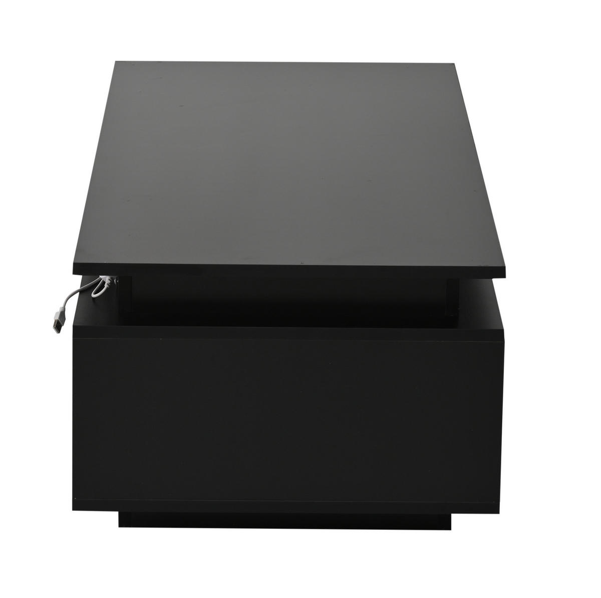 COUCHTISCH 100/50/36 cm mit Schublade, LED-Beleuchtung und seitlichen Ablagen, Hochglanz, Schwarz - Schwarz, Holzwerkstoff (100/50/36cm) - Redom