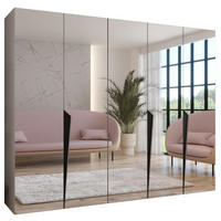 DREHTÜRENSCHRANK 202/250/52 5-türig - Beige/Schwarz, Holz/Metall (250/202/52cm) - Abiks Möbel