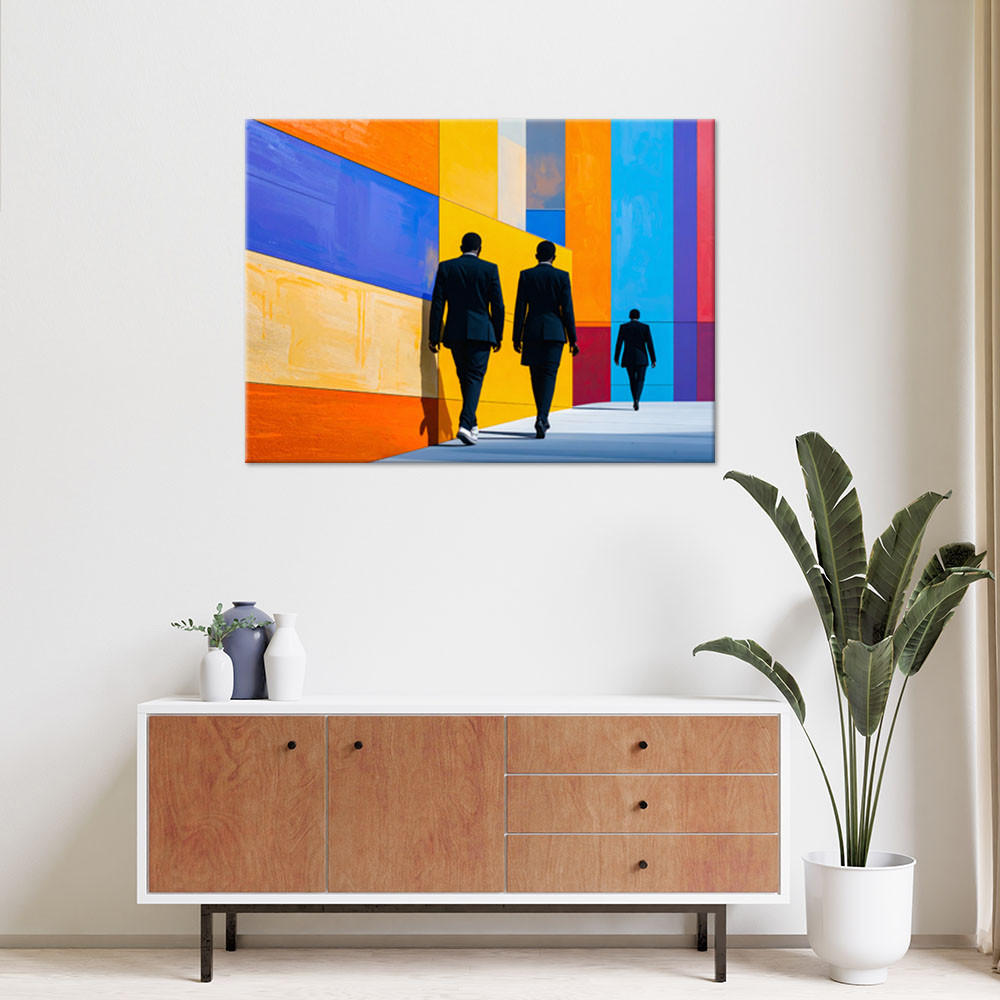 LEINWANDBILD Menschen Straße Abstrakt 90x60cm - Multicolor, Textil (90/60cm) - Feeby