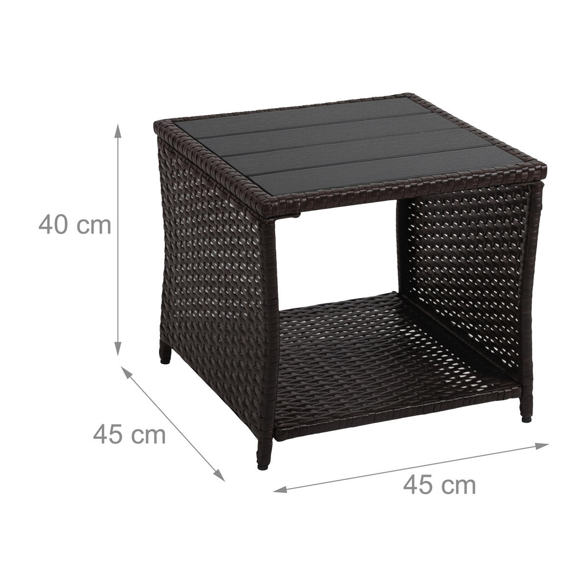 BALKONTISCH - Braun, Kunststoff/Metall (45/45/40cm) - Relaxdays