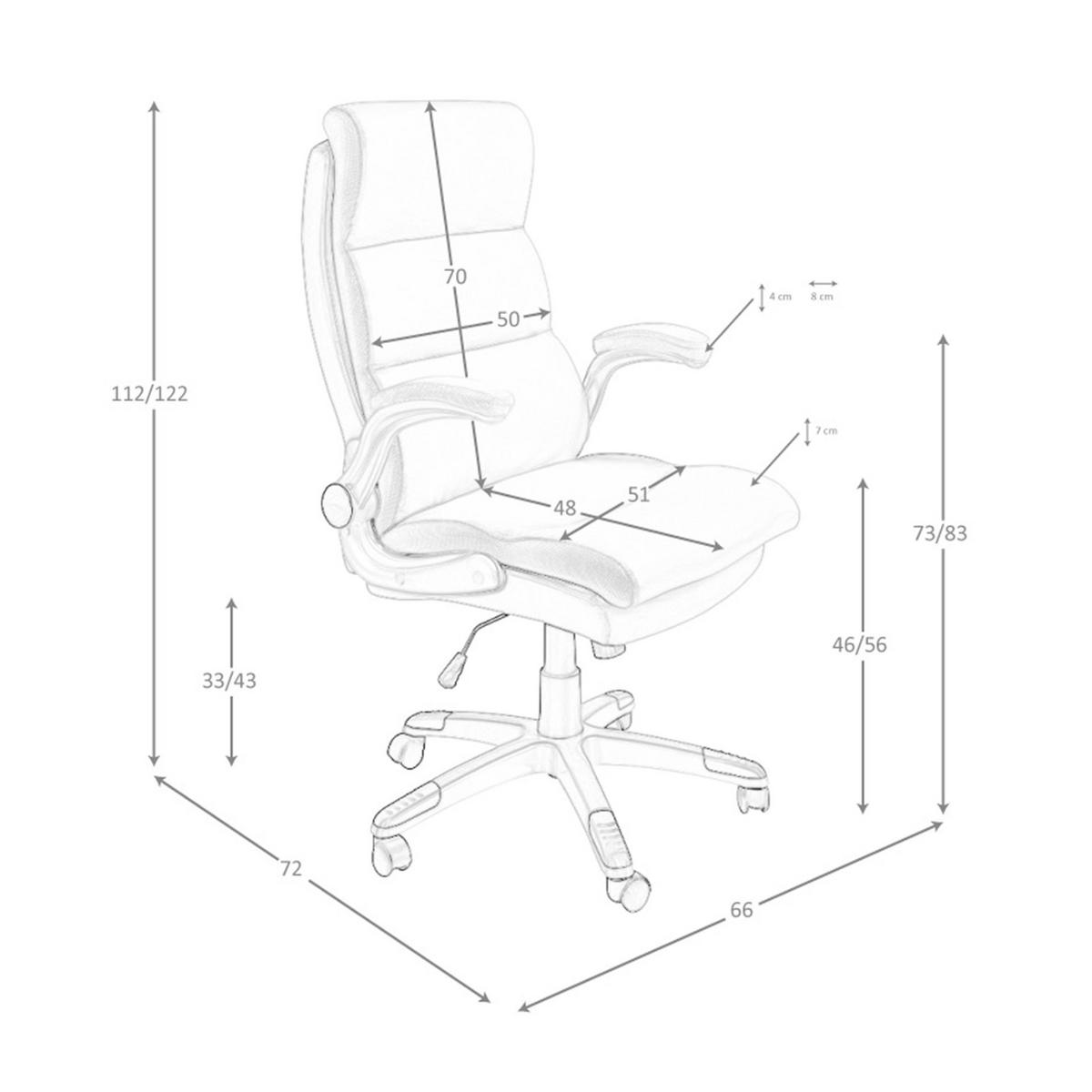 CHEFSESSEL Bürodrehstuhl aus braunem Kunstleder 66/72/112 cm - Edelstahlfarben/Braun, Leder/Kunststoff (66/112/72cm) - ANGEL CERDA