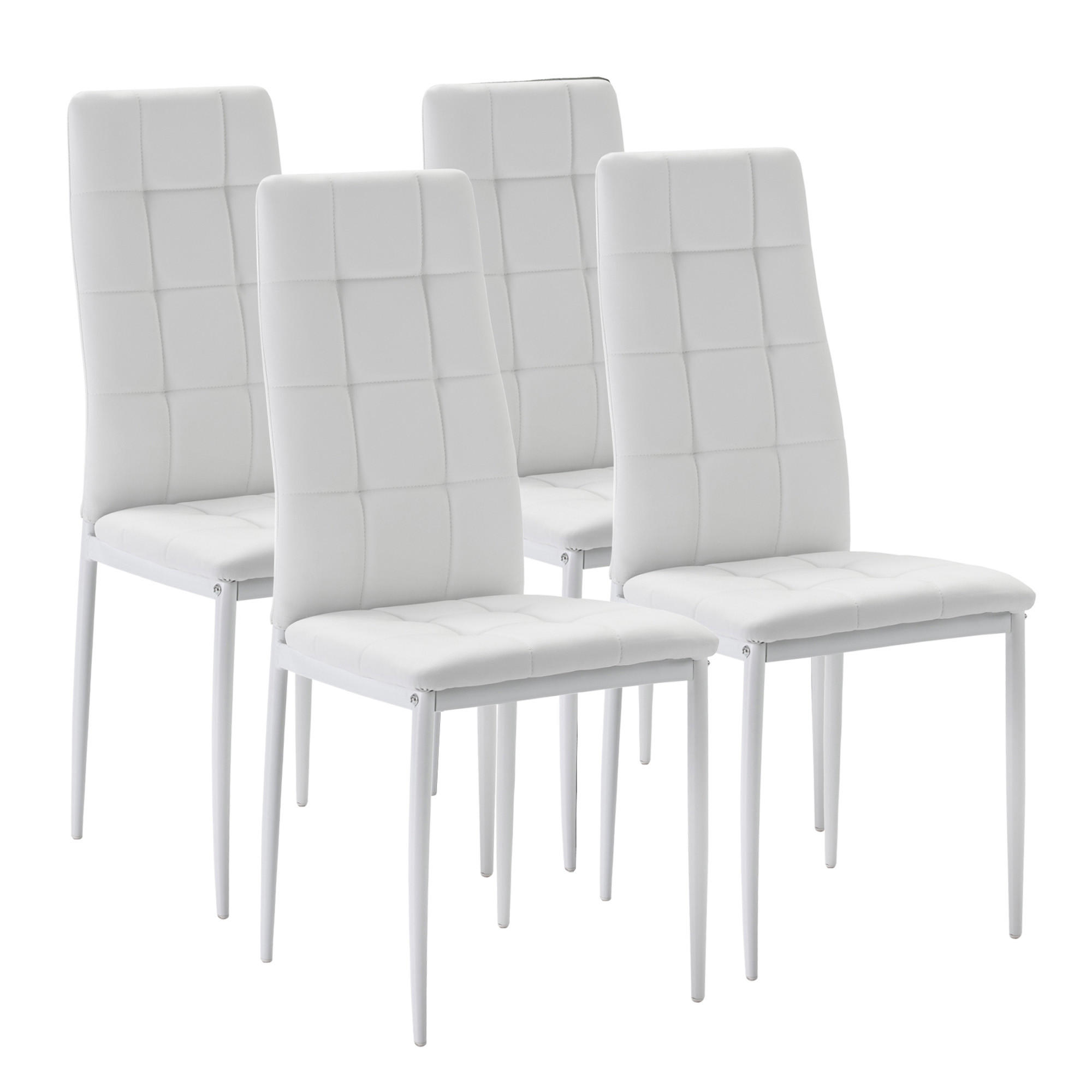 STUHL 4er-Set Chelsea Weiß - Weiß, Leder/Metall (51/97/42cm) - VS Venta-stock