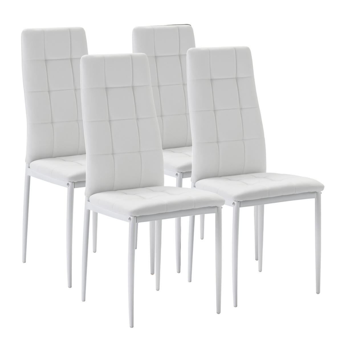 STUHL 4er-Set Chelsea Weiß - Weiß, Leder/Metall (51/97/42cm) - VS Venta-stock