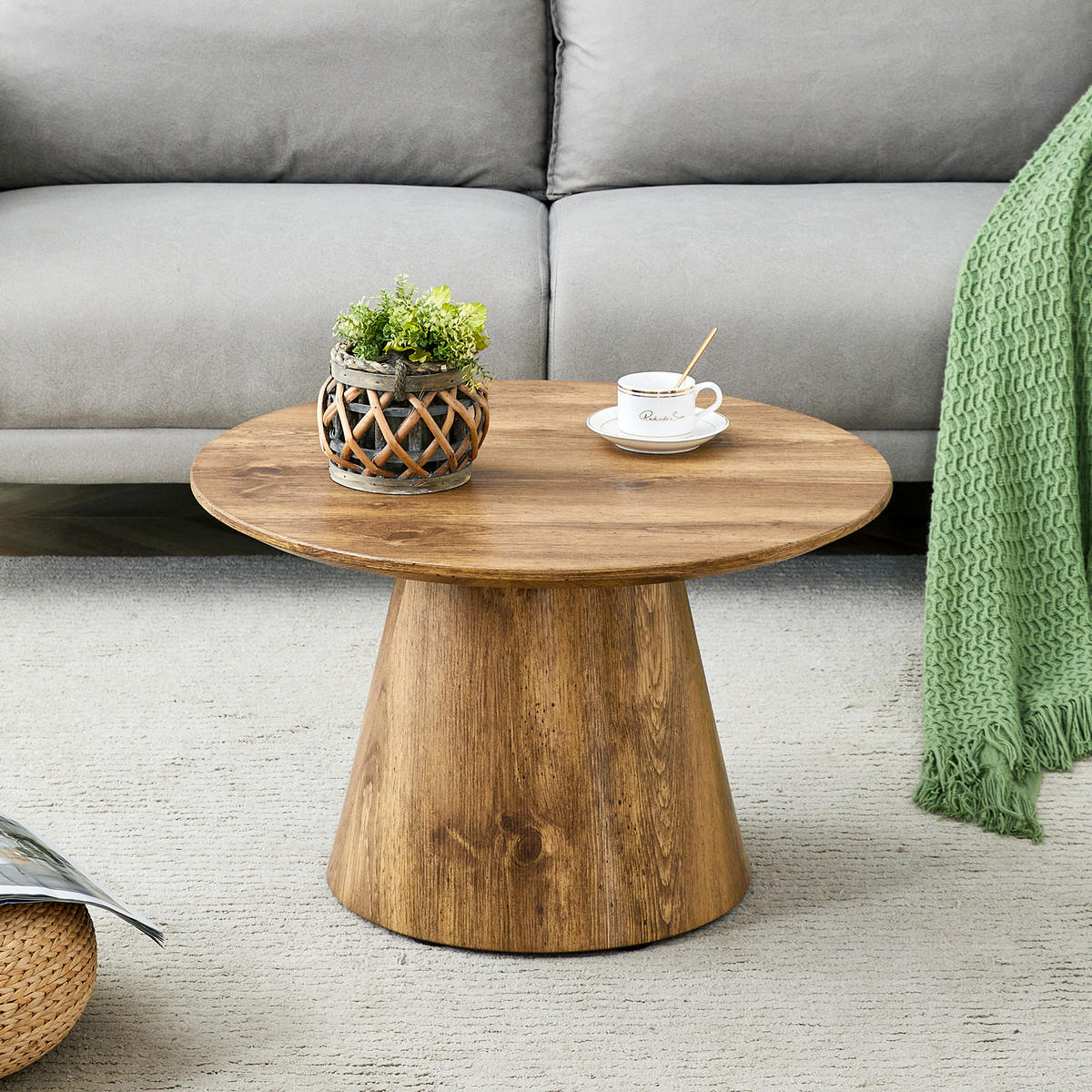 COUCHTISCH in Naturfarbe Wohnzimmertisch mit hochwertiger Holzdekorfolie für Wohnzimmer, B60/T60/H35 cm - Naturfarben, Holzwerkstoff (60/60/35cm) - STILVORA