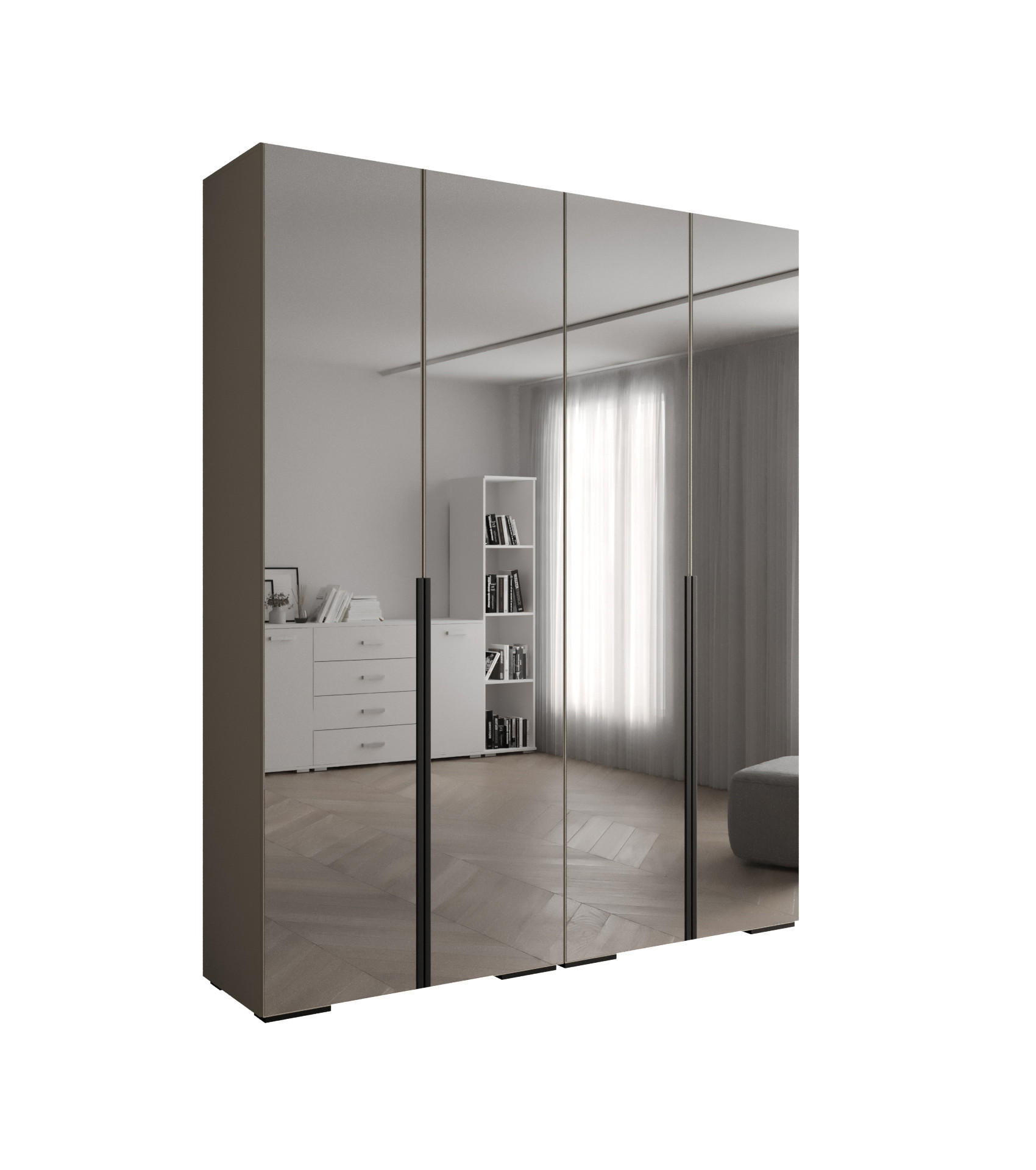 DREHTÜRENSCHRANK 236.7/200/47 4-türig - Kaschmir/Schwarz, Holz/Metall (200/236.7/47cm) - Abiks Möbel