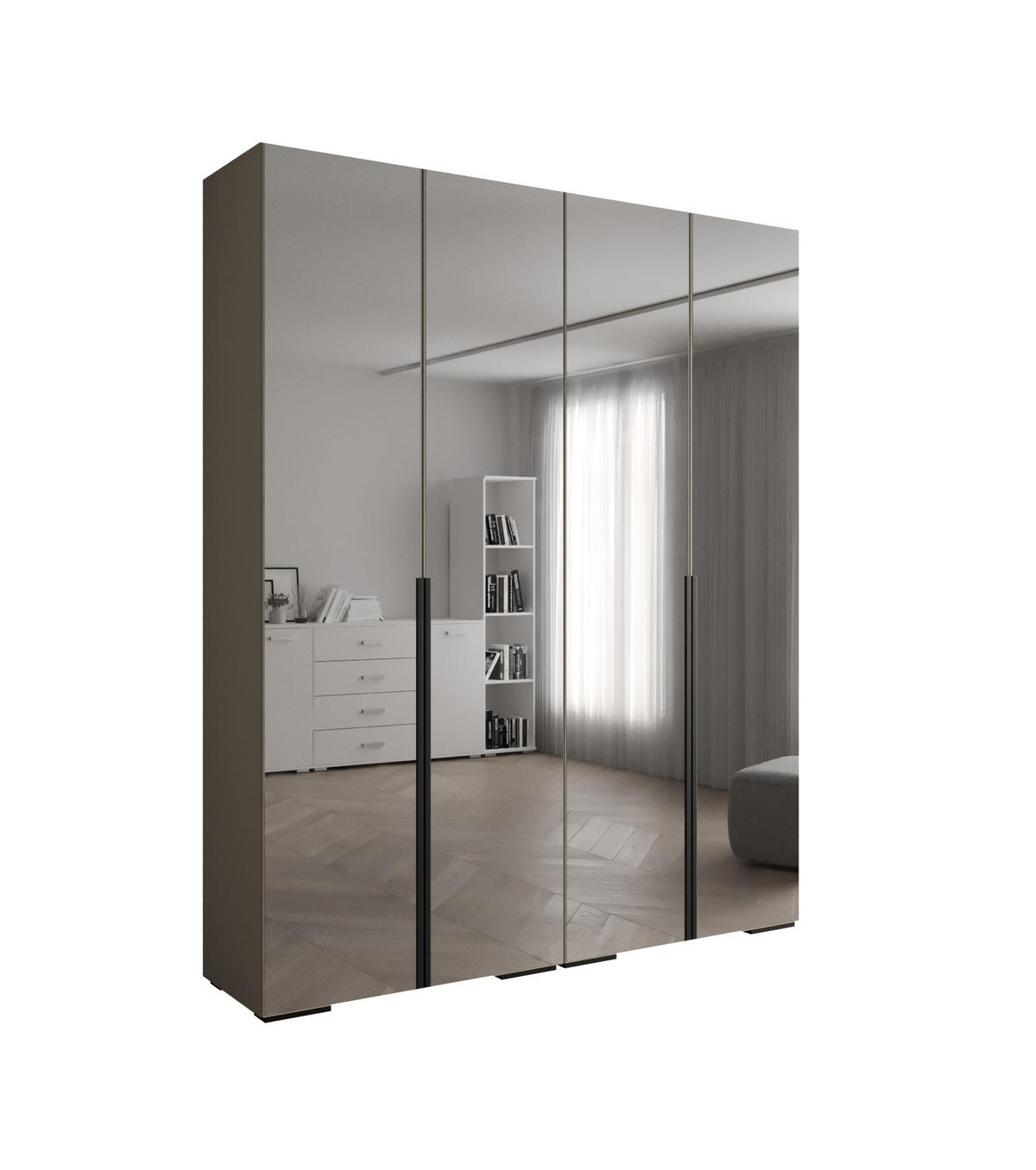 DREHTÜRENSCHRANK 236.7/200/47 4-türig - Kaschmir/Schwarz, Holz/Metall (200/236.7/47cm) - Abiks Möbel