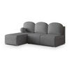 ECKSOFA TRAMA Grau Geflochtener Stoff mit Schlaffunktion - Grau, Holz (200/143cm) - MASSENO