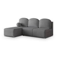 ECKSOFA TRAMA Grau Geflochtener Stoff mit Schlaffunktion - Grau, Holz (200/143cm) - MASSENO