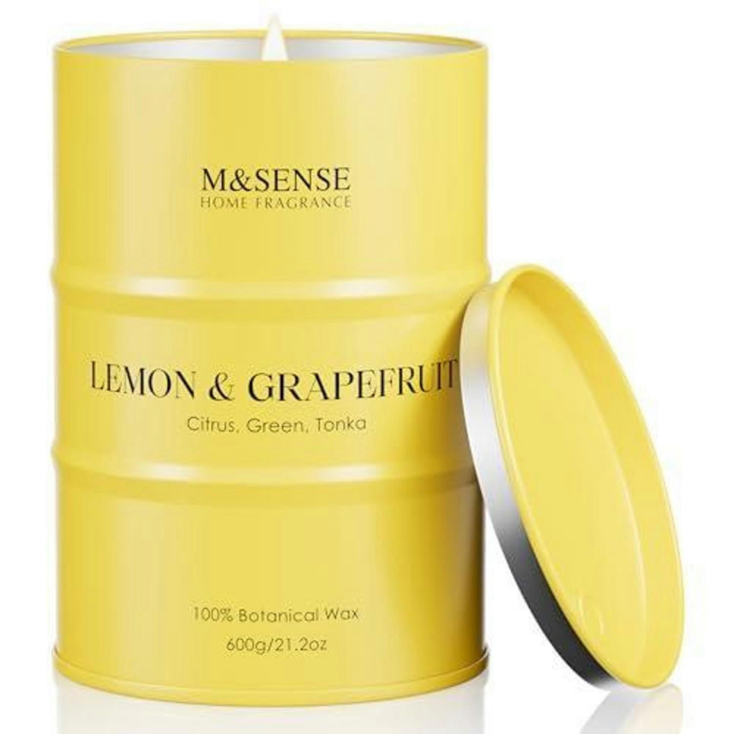 DUFTKERZE im Glas Lemon Grapefruit 600g langanhaltend bis 130 Stunden - Gelb, Glas (12cm)
