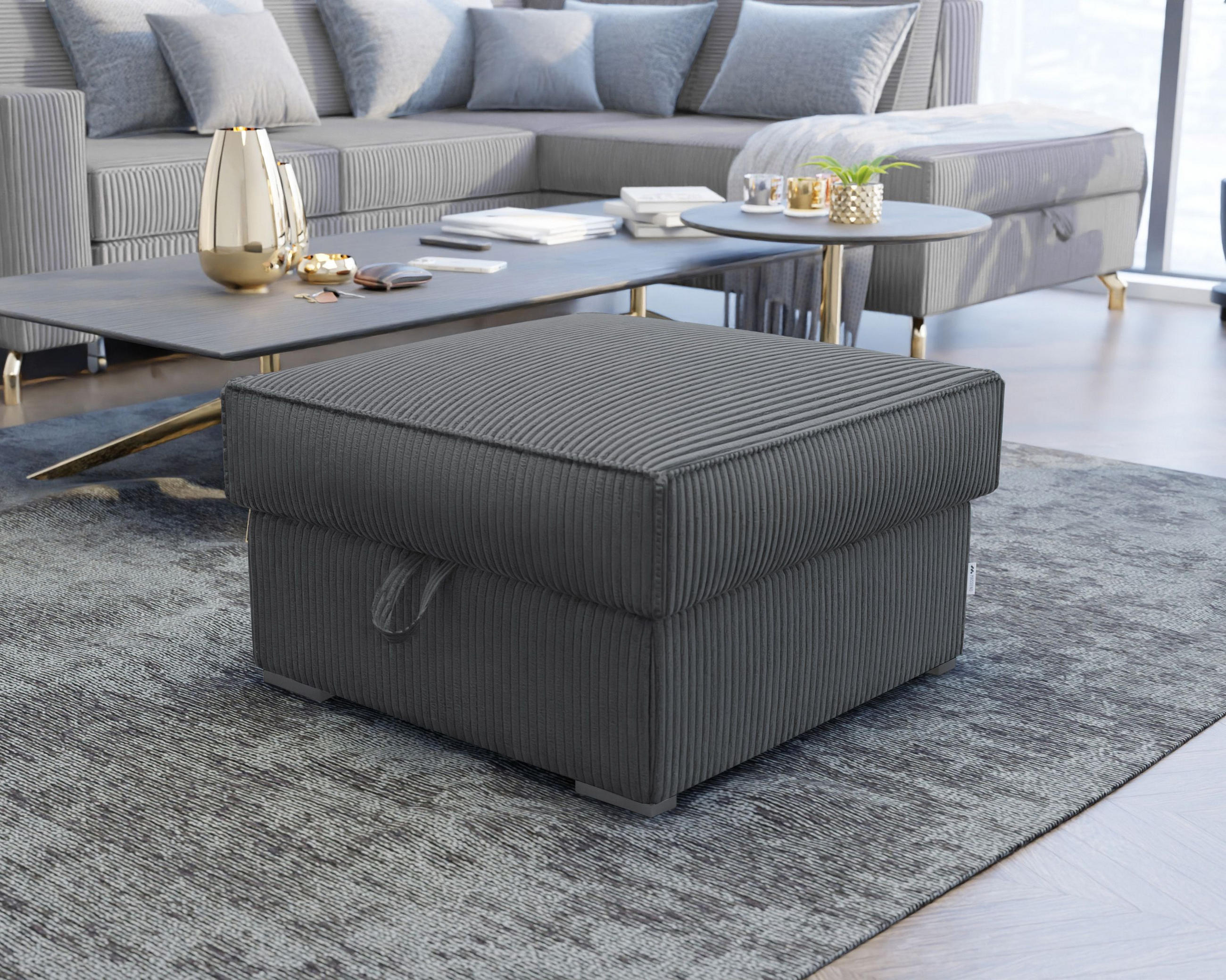POUF FERA Graphitfarben 65x65 cm - Graphitfarben, Textil (65/38/65cm) - MASSENO