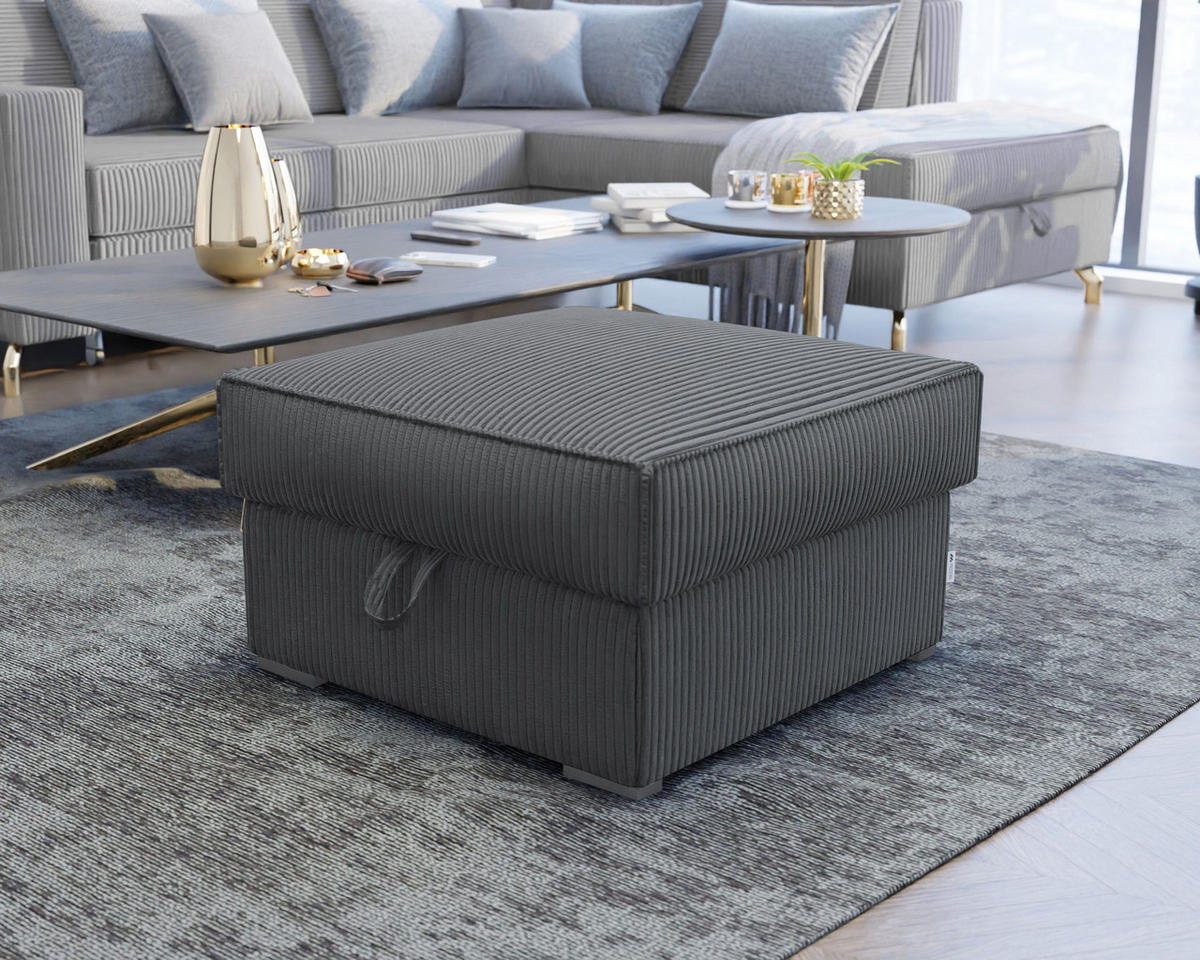 POUF FERA Graphitfarben 65x65 cm - Graphitfarben, Textil (65/38/65cm) - MASSENO