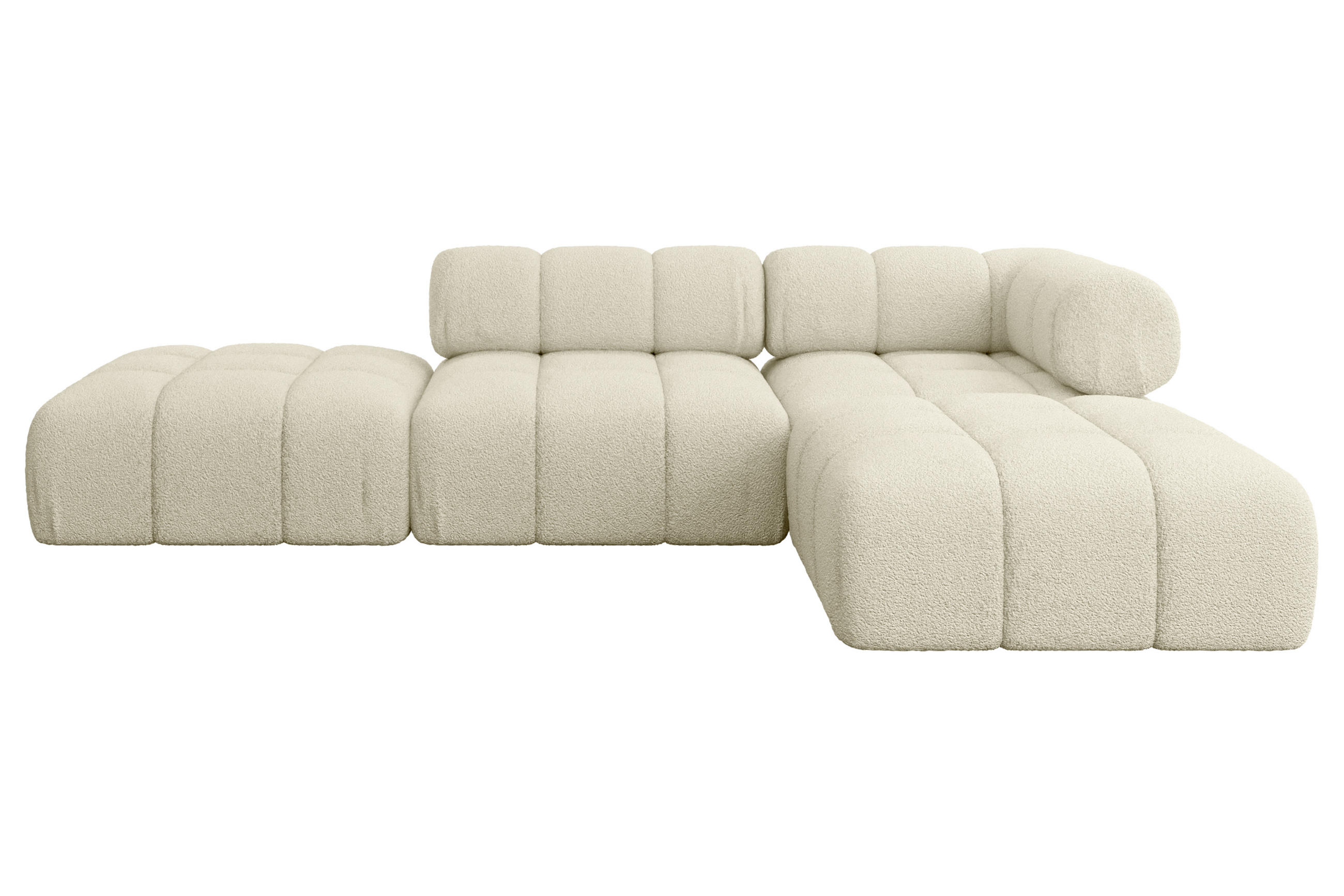 ECKSOFA modulares Sofa Kerru-L1 - 285x190x70 cm Beige Bouclé - Beige, Holzwerkstoff/Textil (285/190cm) - ALTDECOR