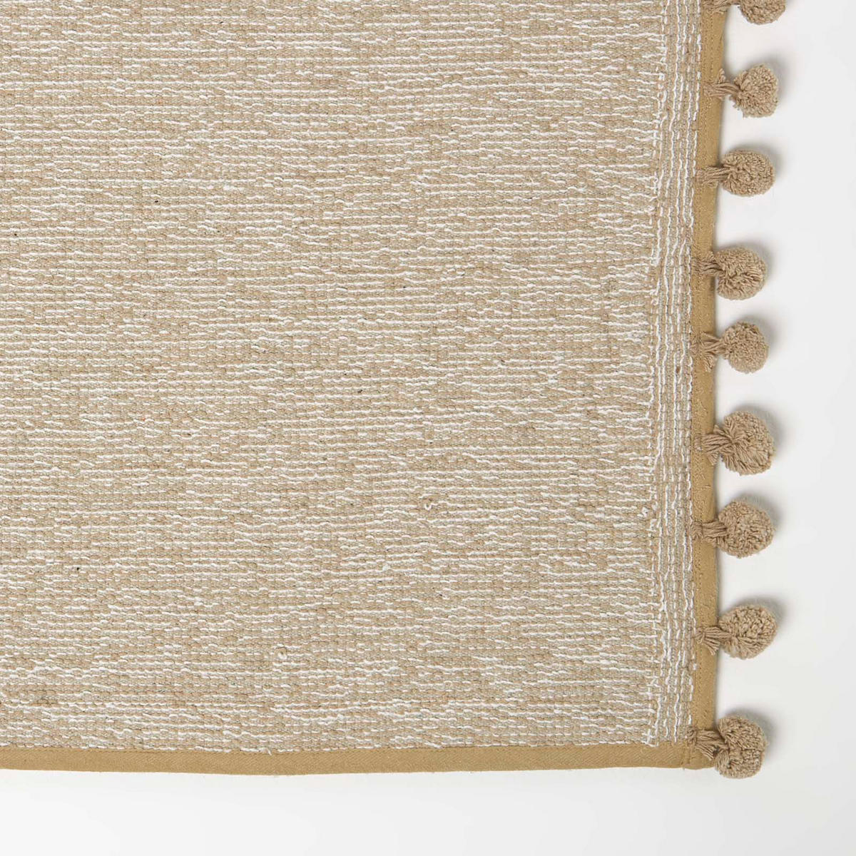 BADEMATTE Pompons 50/80 cm, Baumwolle - Beige, Textil (50/80cm) - Homescapes