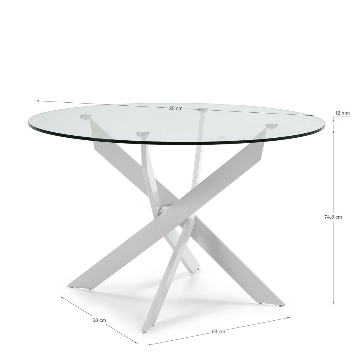 ESSTISCH Ruth Weiß 120/120/76 cm - Weiß, Metall (120/120/76cm)