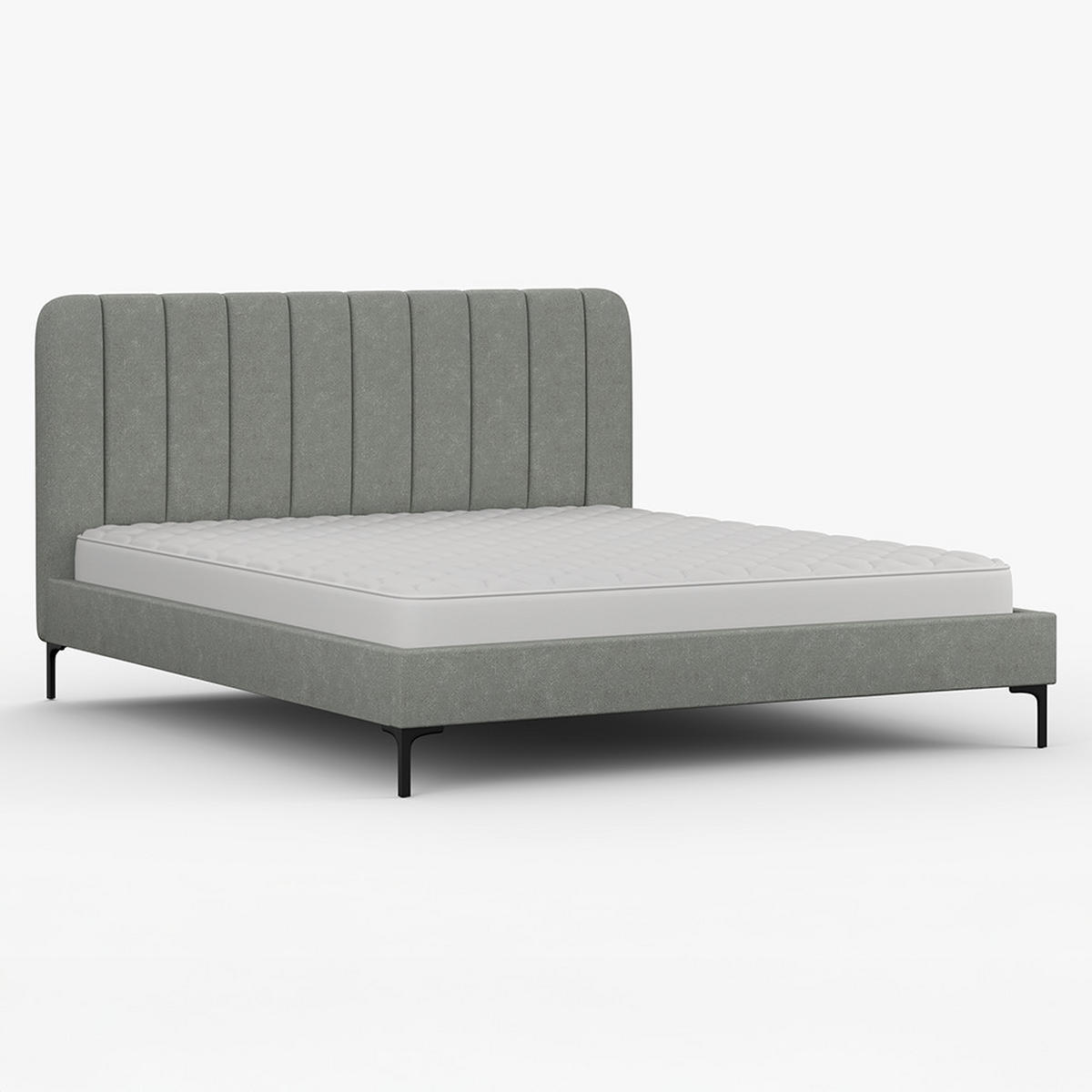 POLSTERBETT LUMI, Lattenrost, ohne Bettkasten, gepolsterte Kopfstütze 160/200 in Grau - Schwarz/Grau, Holz/Textil (160/200cm) - imoebel24