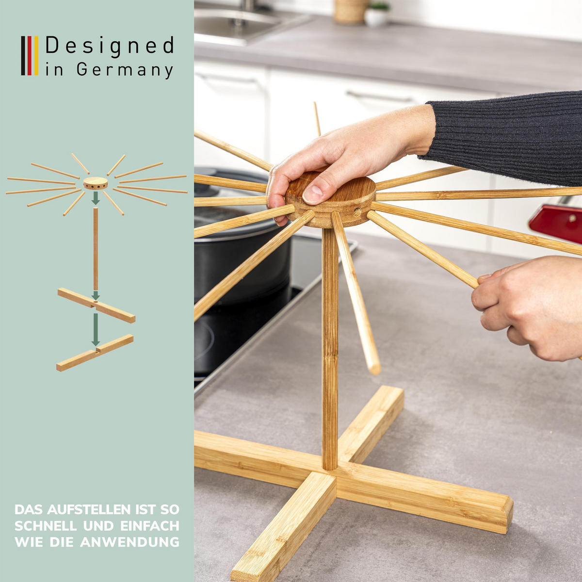 NUDELTROCKNER, Bambus - Hellbraun, Holz (62.5/31/62.5cm) - bremermann