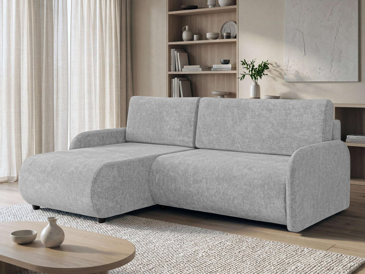 ECKSCHLAFSOFA Nest - Hellgrau/Schwarz, Holz/Kunststoff (233/160cm) - MIRJAN24