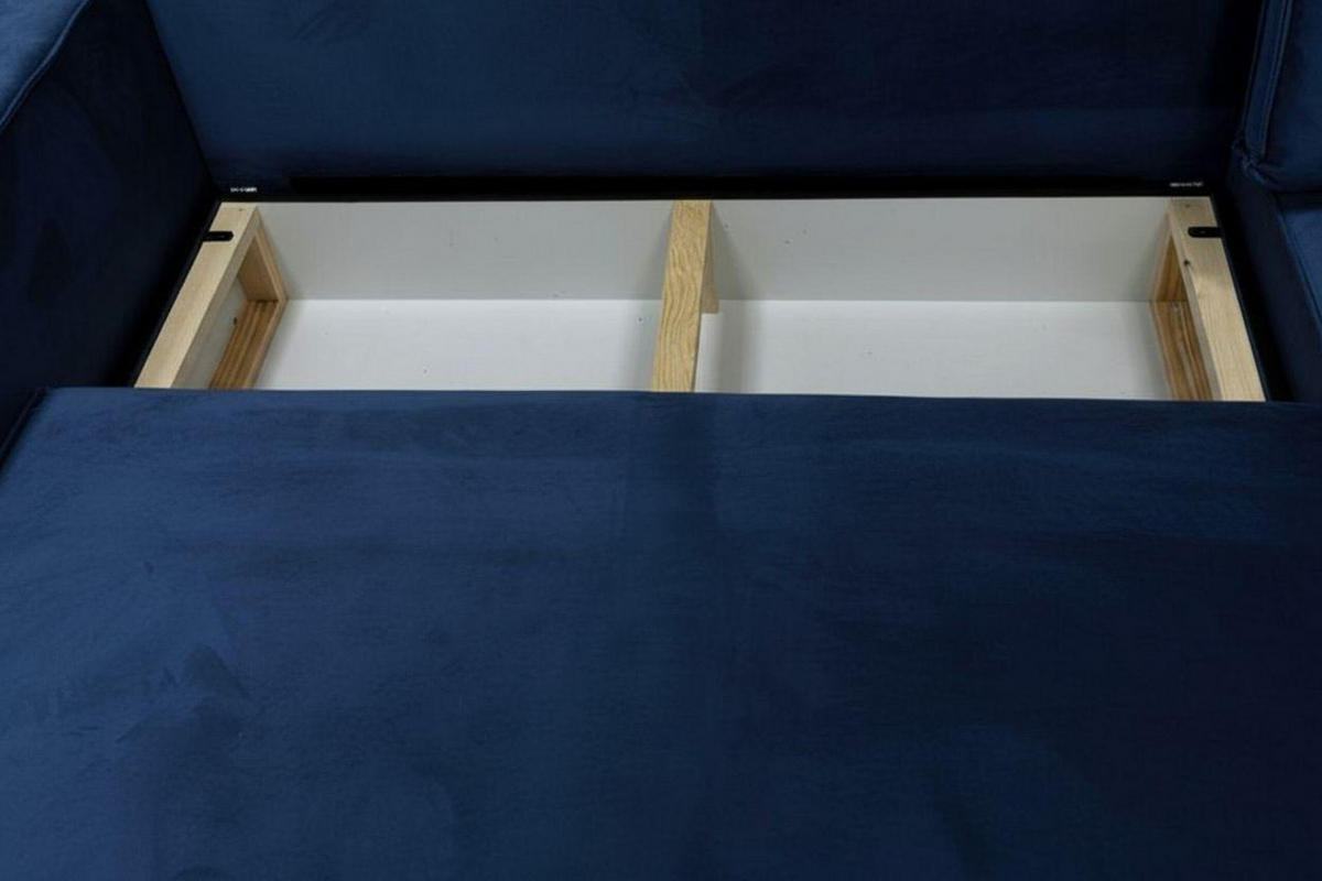 ECKSOFA RIO mit Schlaffunktion und Bettkasten, Farbe: Blau, Velourstoff, Ottomane Universal - Blau, Textil (249/142cm) - Marpur