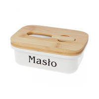 BUTTERDOSE aus Stahl mit Buttermesser 52996 - Weiß, Holz (10.5/6.5/15.5cm) - Brunbeste